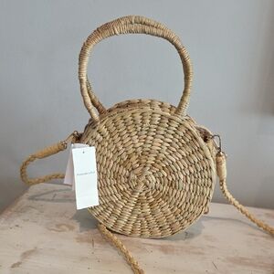 NWT Abercrombie & Fitch Straw Round Crossbody Bag